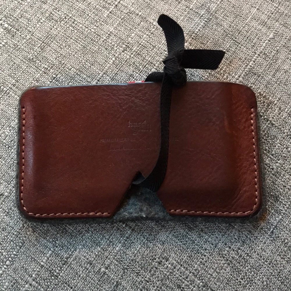 Hard Graft original card case, leather wool combo